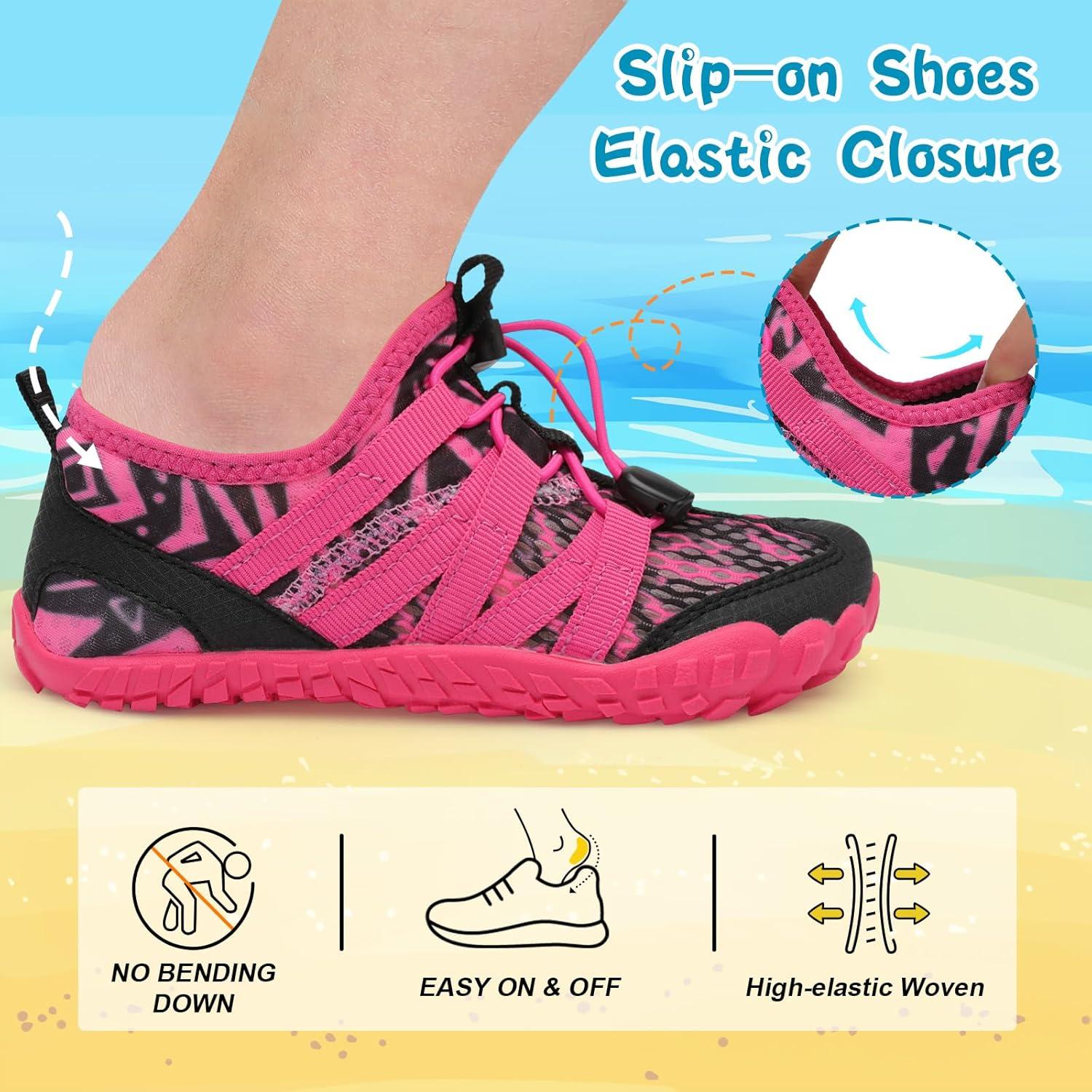 imageLeIsfIt Kids Water Shoes Boys Girls Wide Barefoot Swim Shoes Quick Dry Aqua Socks with NonSlip Sole for Beach Pool Surf HikingRose