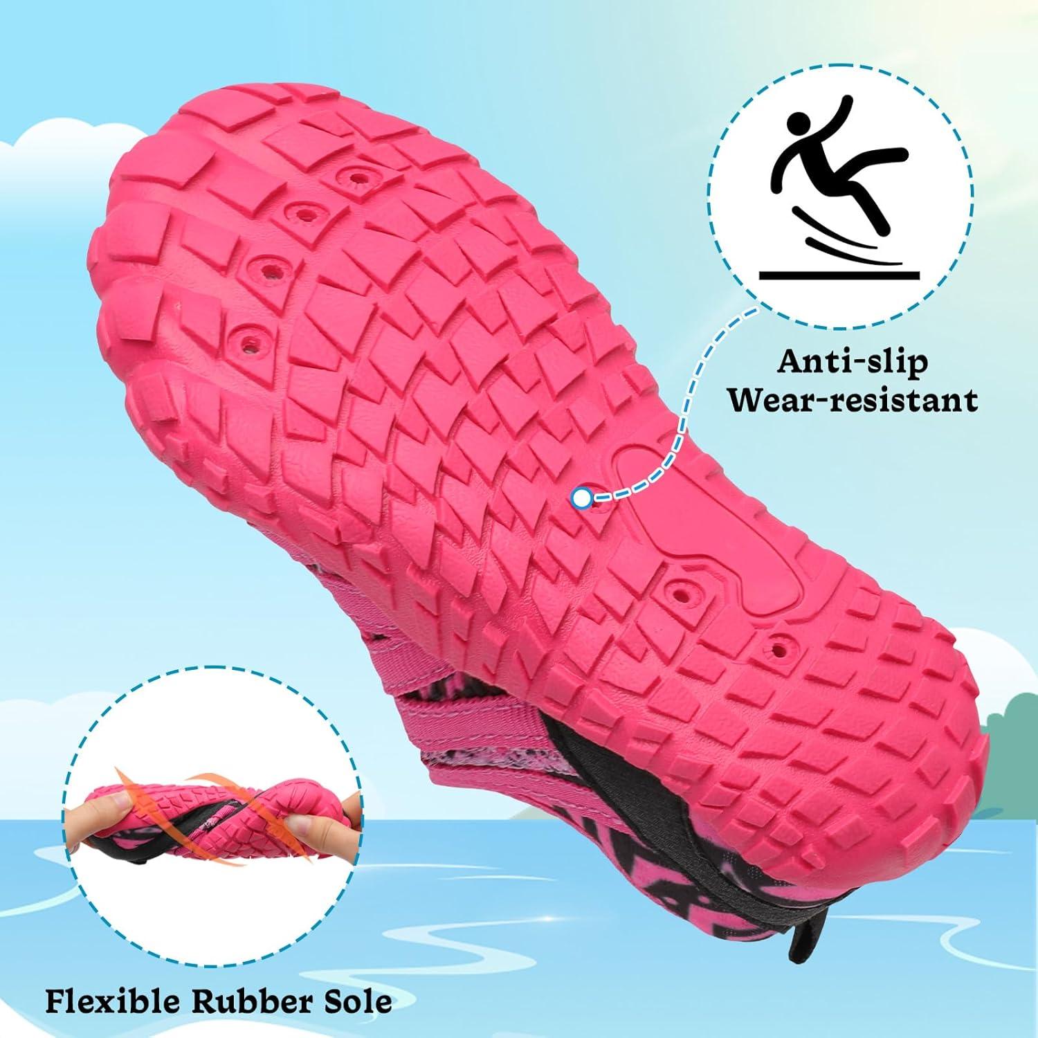 imageLeIsfIt Kids Water Shoes Boys Girls Wide Barefoot Swim Shoes Quick Dry Aqua Socks with NonSlip Sole for Beach Pool Surf HikingRose