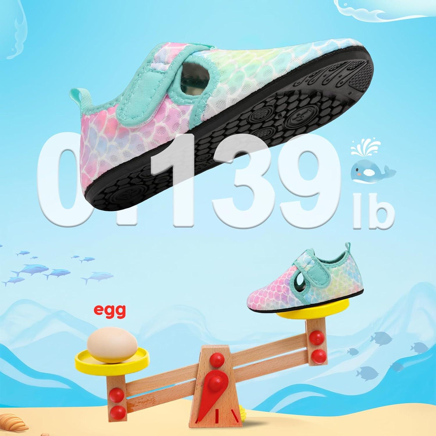 imageLeIsfIt Kids Water Shoes Girls Boys Quick Dry Aqua Socks Breathable Swim Shoes NonSlip Barefoot Socks for Beach SurfA Mermaid Scale
