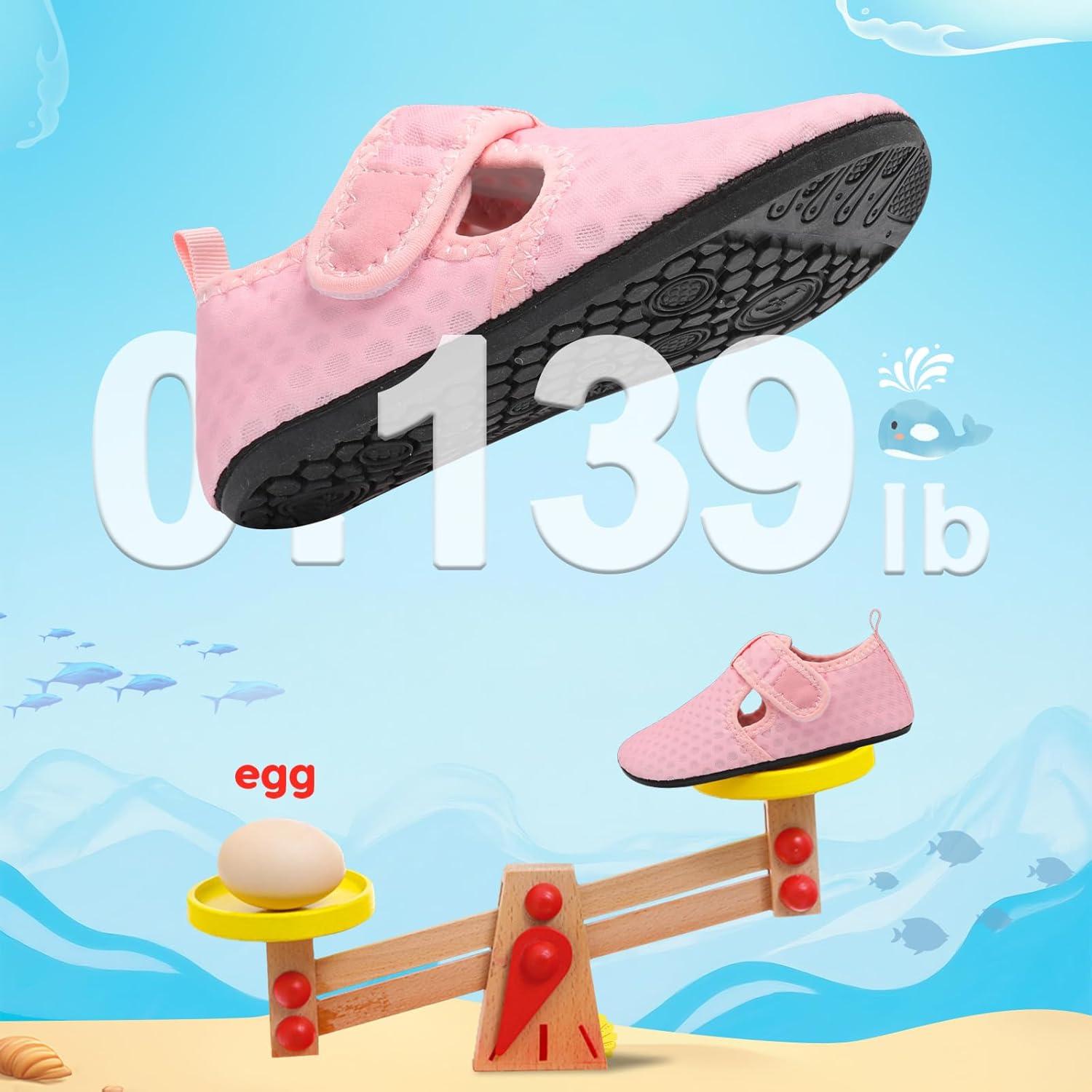 imageLeIsfIt Kids Water Shoes Girls Boys Quick Dry Aqua Socks Breathable Swim Shoes NonSlip Barefoot Socks for Beach SurfA Pink