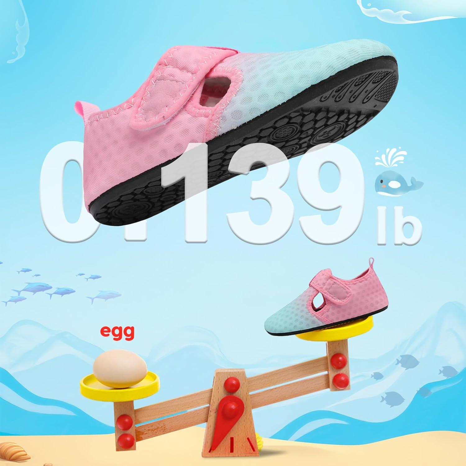 imageLeIsfIt Kids Water Shoes Girls Boys Quick Dry Aqua Socks Breathable Swim Shoes NonSlip Barefoot Socks for Beach SurfB Pink Green