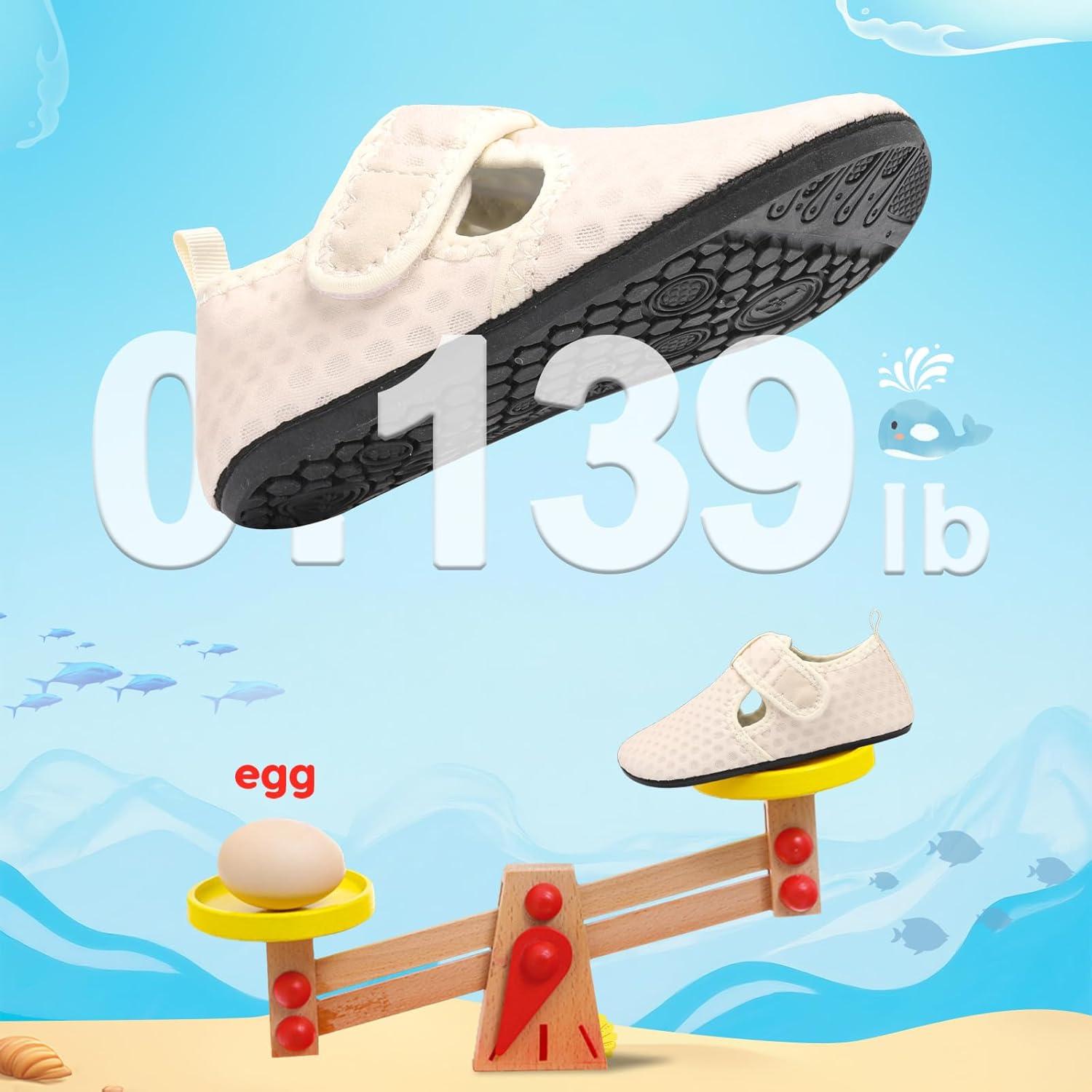 imageLeIsfIt Kids Water Shoes Girls Boys Quick Dry Aqua Socks Breathable Swim Shoes NonSlip Barefoot Socks for Beach SurfBeige
