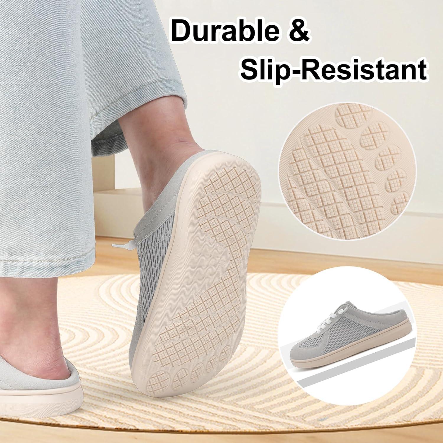 imageLeIsfIt Mules for Women Wide Slipon Mule Shoes Breathable Walking Shoes Comfortable Backless Sneakers with Removable SoleApricot