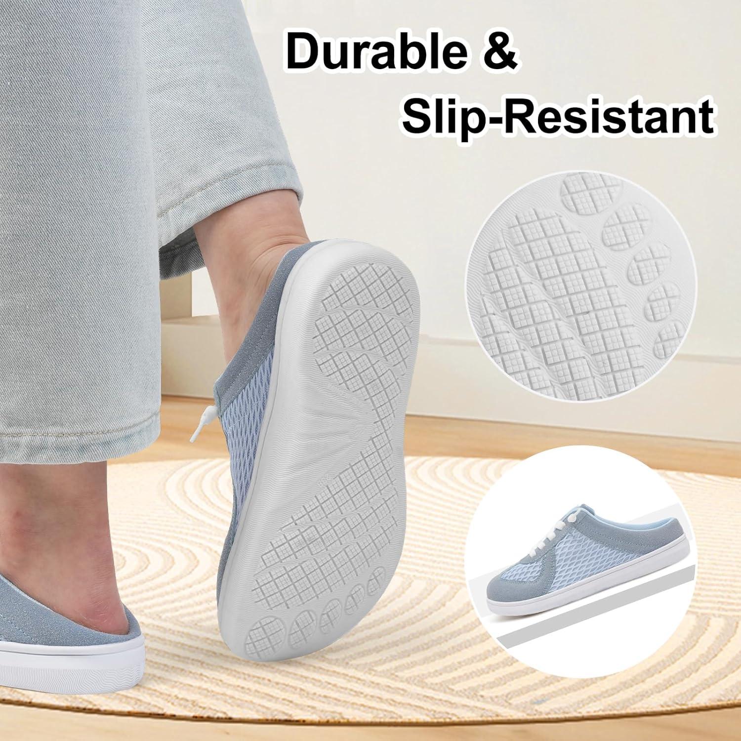 imageLeIsfIt Mules for Women Wide Slipon Mule Shoes Breathable Walking Shoes Comfortable Backless Sneakers with Removable SoleBlue