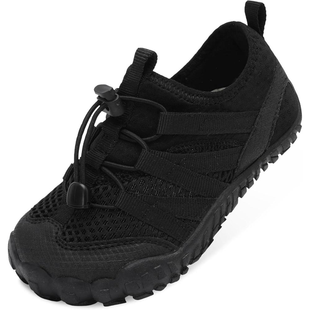 imageLeIsfIt Kids Water Shoes Boys Girls Wide Barefoot Swim Shoes Quick Dry Aqua Socks with NonSlip Sole for Beach Pool Surf HikingBlack