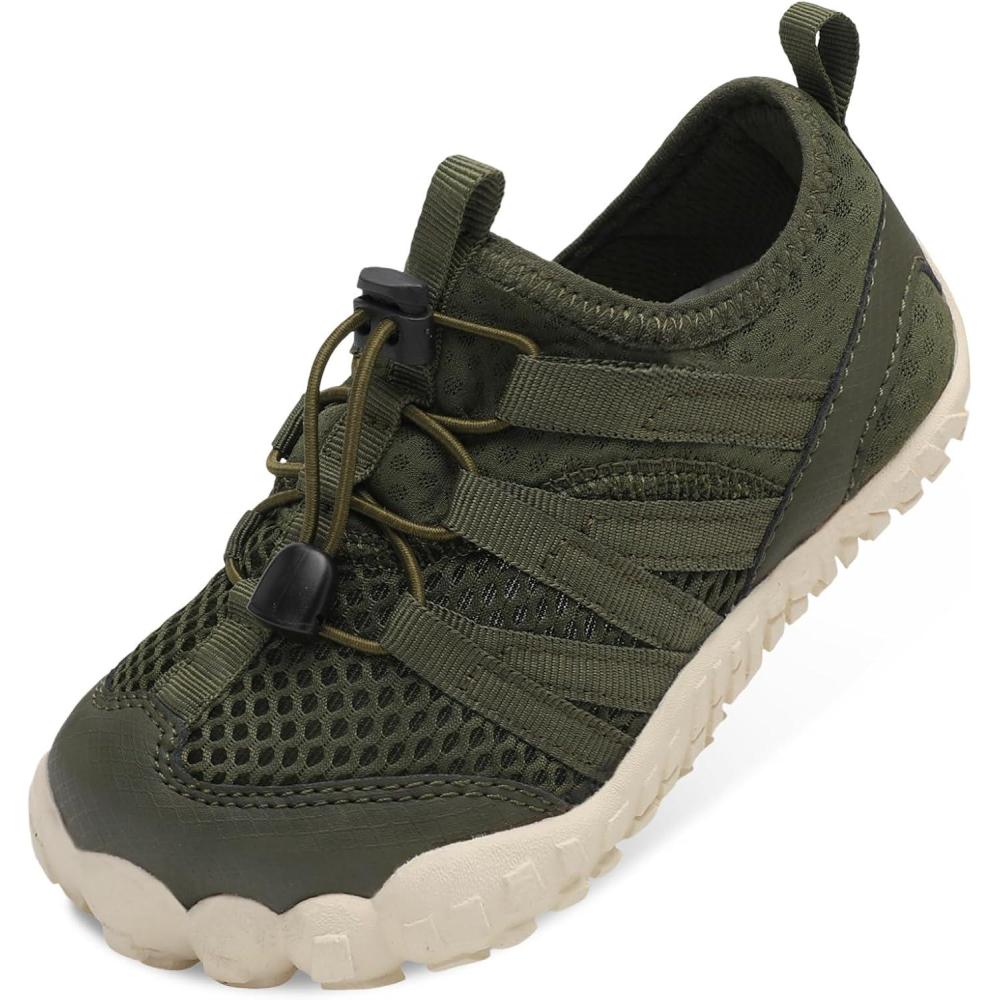 imageLeIsfIt Kids Water Shoes Boys Girls Wide Barefoot Swim Shoes Quick Dry Aqua Socks with NonSlip Sole for Beach Pool Surf HikingDark Green