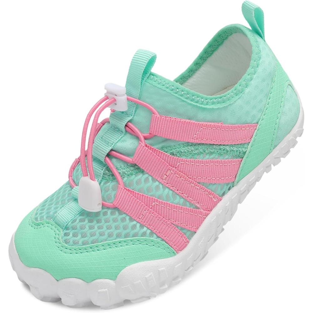 imageLeIsfIt Kids Water Shoes Boys Girls Wide Barefoot Swim Shoes Quick Dry Aqua Socks with NonSlip Sole for Beach Pool Surf HikingGreen