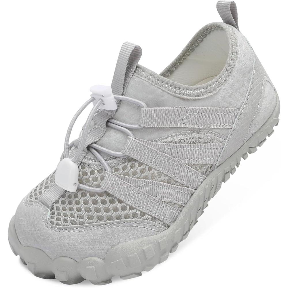 imageLeIsfIt Kids Water Shoes Boys Girls Wide Barefoot Swim Shoes Quick Dry Aqua Socks with NonSlip Sole for Beach Pool Surf HikingGrey