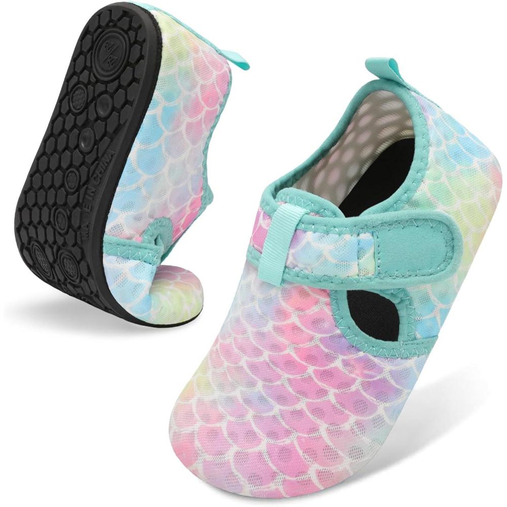 imageLeIsfIt Kids Water Shoes Girls Boys Quick Dry Aqua Socks Breathable Swim Shoes NonSlip Barefoot Socks for Beach SurfA Mermaid Scale