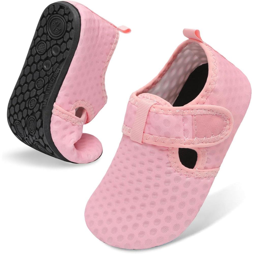 imageLeIsfIt Kids Water Shoes Girls Boys Quick Dry Aqua Socks Breathable Swim Shoes NonSlip Barefoot Socks for Beach SurfA Pink