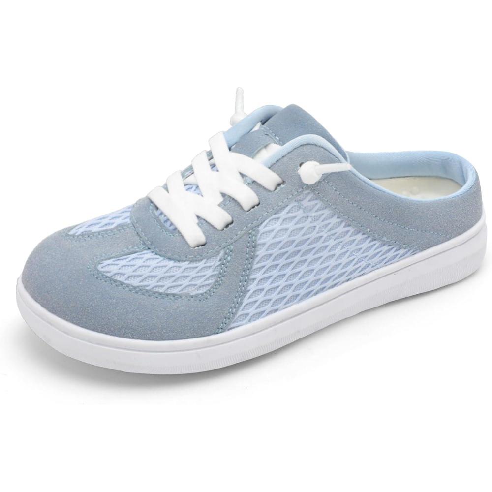 imageLeIsfIt Mules for Women Wide Slipon Mule Shoes Breathable Walking Shoes Comfortable Backless Sneakers with Removable SoleBlue