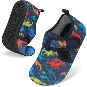 LeIsfIt Kids Water Shoes Girls Boys Quick Dry Aqua Socks Breathable Swim Shoes Non-Slip Barefoot Socks for Beach Surf(Blue Dinosaur)