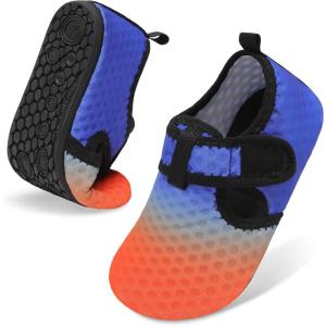 LeIsfIt Kids Water Shoes Girls Boys Quick Dry Aqua Socks Breathable Swim Shoes Non-Slip Barefoot Socks for Beach Surf(Blue Orange)