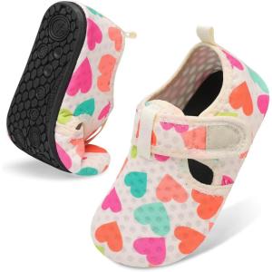 LeIsfIt Kids Water Shoes Girls Boys Quick Dry Aqua Socks Breathable Swim Shoes Non-Slip Barefoot Socks for Beach Surf(Color Love)