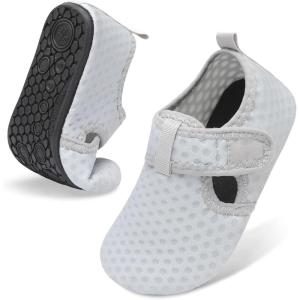 LeIsfIt Kids Water Shoes Girls Boys Quick Dry Aqua Socks Breathable Swim Shoes Non-Slip Barefoot Socks for Beach Surf(Grey)