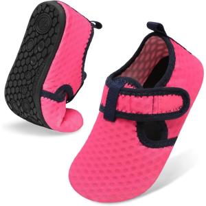 LeIsfIt Kids Water Shoes Girls Boys Quick Dry Aqua Socks Breathable Swim Shoes Non-Slip Barefoot Socks for Beach Surf(Hot Pink)