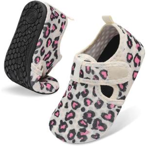 LeIsfIt Kids Water Shoes Girls Boys Quick Dry Aqua Socks Breathable Swim Shoes Non-Slip Barefoot Socks for Beach Surf(Leopard)
