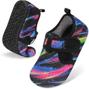 LeIsfIt Kids Water Shoes Girls Boys Quick Dry Aqua Socks Breathable Swim Shoes Non-Slip Barefoot Socks for Beach Surf(Multi)