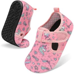LeIsfIt Kids Water Shoes Girls Boys Quick Dry Aqua Socks Breathable Swim Shoes Non-Slip Barefoot Socks for Beach Surf(Pink Unicorn)