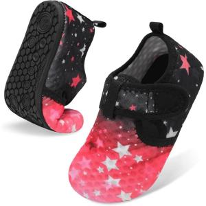 LeIsfIt Kids Water Shoes Girls Boys Quick Dry Aqua Socks Breathable Swim Shoes Non-Slip Barefoot Socks for Beach Surf(Red Star)