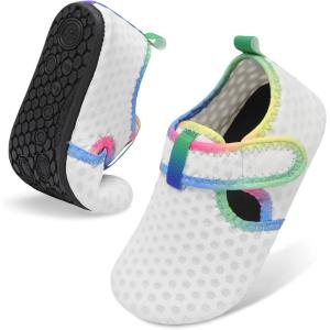 LeIsfIt Kids Water Shoes Girls Boys Quick Dry Aqua Socks Breathable Swim Shoes Non-Slip Barefoot Socks for Beach Surf(White)