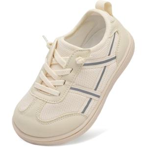 LeIsfIt Toddler Shoes Boys Girls Wide Barefoot Shoes Kids Slip on Casual Sneakers Breathable Non-Slip Sneakers for Walking Play School Tennis(Beige)