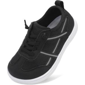 LeIsfIt Toddler Shoes Boys Girls Wide Barefoot Shoes Kids Slip on Casual Sneakers Breathable Non-Slip Sneakers for Walking Play School Tennis(Black)