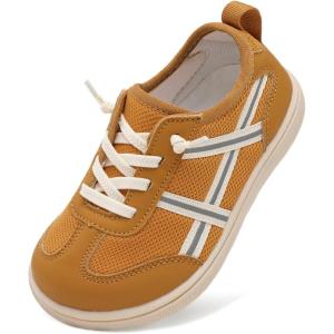 LeIsfIt Toddler Shoes Boys Girls Wide Barefoot Shoes Kids Slip on Casual Sneakers Breathable Non-Slip Sneakers for Walking Play School Tennis(Brown)