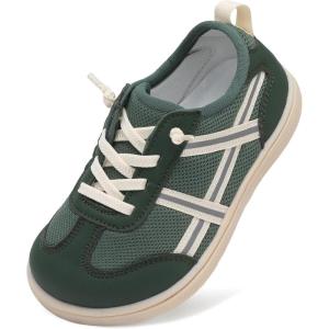 LeIsfIt Toddler Shoes Boys Girls Wide Barefoot Shoes Kids Slip on Casual Sneakers Breathable Non-Slip Sneakers for Walking Play School Tennis(Dark Green)