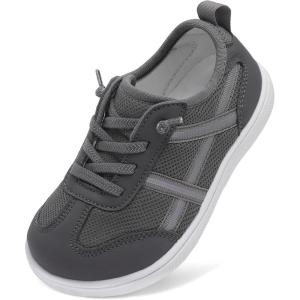LeIsfIt Toddler Shoes Boys Girls Wide Barefoot Shoes Kids Slip on Casual Sneakers Breathable Non-Slip Sneakers for Walking Play School Tennis(Grey)