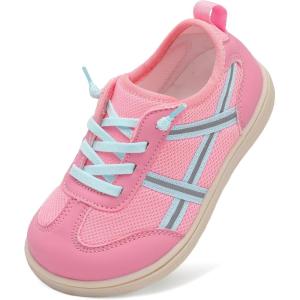 LeIsfIt Toddler Shoes Boys Girls Wide Barefoot Shoes Kids Slip on Casual Sneakers Breathable Non-Slip Sneakers for Walking Play School Tennis(Hot Pink)