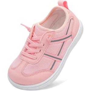 LeIsfIt Toddler Shoes Boys Girls Wide Barefoot Shoes Kids Slip on Casual Sneakers Breathable Non-Slip Sneakers for Walking Play School Tennis(Pink)