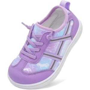 LeIsfIt Toddler Shoes Boys Girls Wide Barefoot Shoes Kids Slip on Casual Sneakers Breathable Non-Slip Sneakers for Walking Play School Tennis(Purple Unicorn)