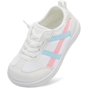 LeIsfIt Toddler Shoes Boys Girls Wide Barefoot Shoes Kids Slip on Casual Sneakers Breathable Non-Slip Sneakers for Walking Play School Tennis(White)