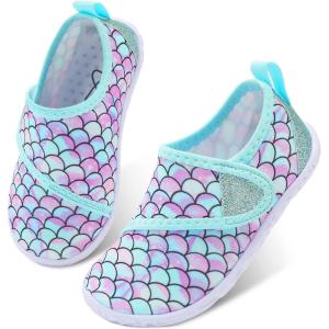 LeIsfIt Toddler Water Shoes Boys Girls Barefoot Aqua Socks Kids Breathable Quick-Dry Swim Shoes for Beach Pool Surf(A Green Mermaid)