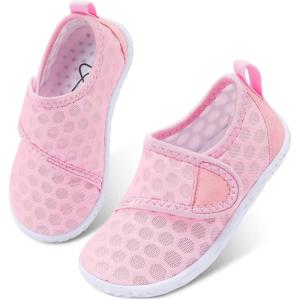 LeIsfIt Toddler Water Shoes Boys Girls Barefoot Aqua Socks Kids Breathable Quick-Dry Swim Shoes for Beach Pool Surf(A Pink)