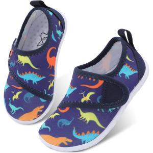 LeIsfIt Toddler Water Shoes Boys Girls Barefoot Aqua Socks Kids Breathable Quick-Dry Swim Shoes for Beach Pool Surf(Bluedinosaur)