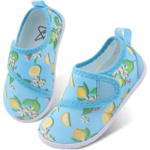 LeIsfIt Toddler Water Shoes Boys Girls Barefoot Aqua Socks Kids Breathable Quick-Dry Swim Shoes for Beach Pool Surf(Bluelemon)