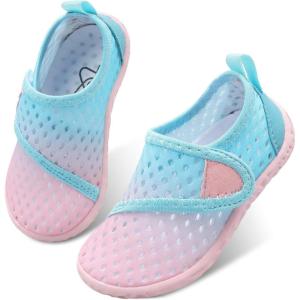 LeIsfIt Toddler Water Shoes Boys Girls Barefoot Aqua Socks Kids Breathable Quick-Dry Swim Shoes for Beach Pool Surf(Bluepink)