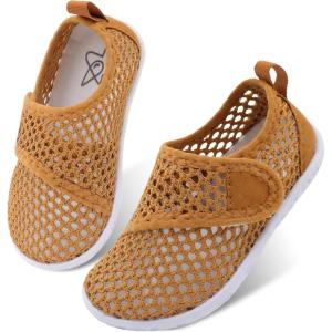LeIsfIt Toddler Water Shoes Boys Girls Barefoot Aqua Socks Kids Breathable Quick-Dry Swim Shoes for Beach Pool Surf(Brown/Knit)