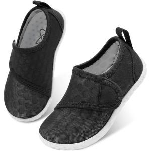LeIsfIt Toddler Water Shoes Boys Girls Barefoot Aqua Socks Kids Breathable Quick-Dry Swim Shoes for Beach Pool Surf(D Black)