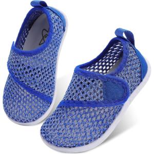 LeIsfIt Toddler Water Shoes Boys Girls Barefoot Aqua Socks Kids Breathable Quick-Dry Swim Shoes for Beach Pool Surf(Darkblue/Knit)
