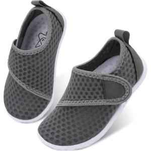 LeIsfIt Toddler Water Shoes Boys Girls Barefoot Aqua Socks Kids Breathable Quick-Dry Swim Shoes for Beach Pool Surf(Darkgrey)