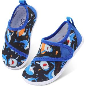 LeIsfIt Toddler Water Shoes Boys Girls Barefoot Aqua Socks Kids Breathable Quick-Dry Swim Shoes for Beach Pool Surf(Dblue Shark)
