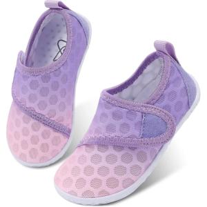 LeIsfIt Toddler Water Shoes Boys Girls Barefoot Aqua Socks Kids Breathable Quick-Dry Swim Shoes for Beach Pool Surf(Gradientpurple)