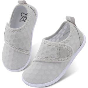 LeIsfIt Toddler Water Shoes Boys Girls Barefoot Aqua Socks Kids Breathable Quick-Dry Swim Shoes for Beach Pool Surf(Lightgrey)