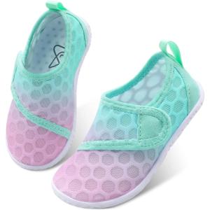 LeIsfIt Toddler Water Shoes Boys Girls Barefoot Aqua Socks Kids Breathable Quick-Dry Swim Shoes for Beach Pool Surf(Pinkgreen)