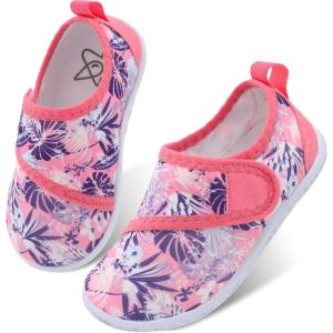 LeIsfIt Toddler Water Shoes Boys Girls Barefoot Aqua Socks Kids Breathable Quick-Dry Swim Shoes for Beach Pool Surf(Pinkpattern)