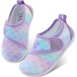 LeIsfIt Toddler Water Shoes Boys Girls Barefoot Aqua Socks Kids Breathable Quick-Dry Swim Shoes for Beach Pool Surf(Purplescale)