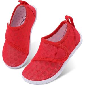 LeIsfIt Toddler Water Shoes Boys Girls Barefoot Aqua Socks Kids Breathable Quick-Dry Swim Shoes for Beach Pool Surf(Red)